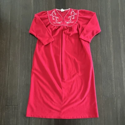 "Abrigo de casa vintage para mujer M Adonna rosa media cremallera bordado 48"" de largo" Foto 1 de 4