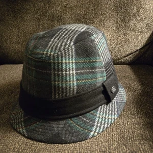 Cappello Fedora Uomo MEDIUM Bailey of Hollywood Plaid Misto Lana Foderato Logo Fascia Usato in Ottime Condizioni - Foto 1 di 13