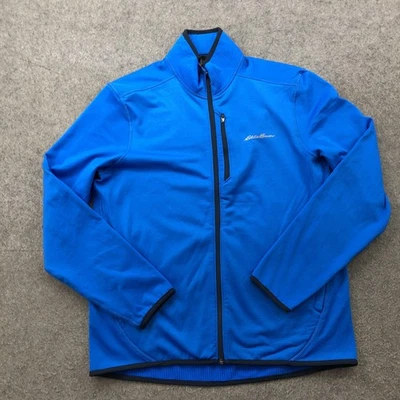 Chaqueta Eddie Bauer Para Hombre Azul Medio Cremallera Completa Rendimiento Rejilla Waffle Polar Foto 1 de 4