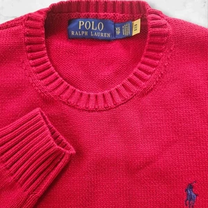 Polo Ralph Lauren Red Cotton Sweater XS Crew Neck Knit Pullover - Picture 1 of 11