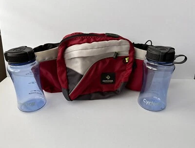 Productos de Exterior Rojo Riñonera Senderismo Bolso de Cadera Doble Portabotellas con Botellas! Foto 1 de 4