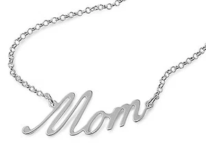 Mom Script Sterling Silver Necklace - Picture 1 of 3