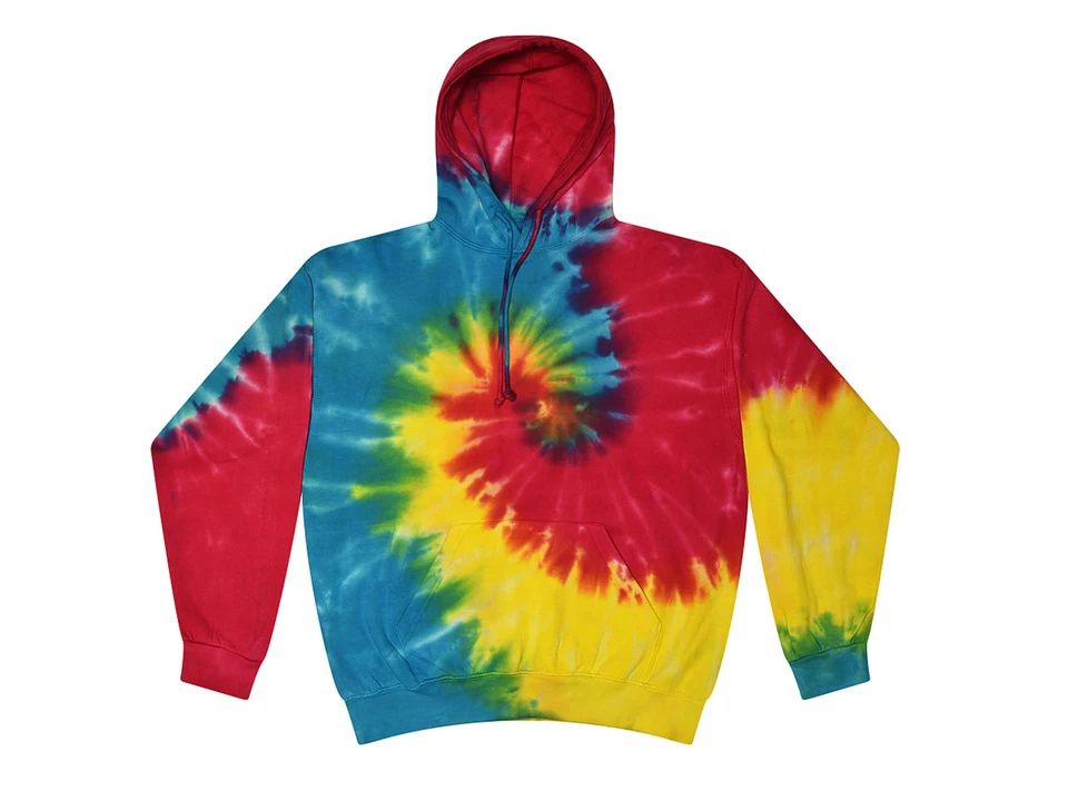 Sudaderas con capucha Tie Dye multicolor, tallas para niños 80 % algodón, L/S, bolsillos sin cremallera  Foto 1 de 4