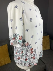 White Stuff White Floral Print Blouse Summer Top Womens Size Uk 10 Vgc #T7 - Picture 1 of 12