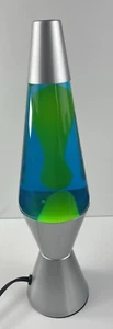 Lava Lamp Green Blue Yellow Silver Base 14" On/Off Switch-See Video - Picture 1 of 7