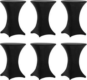 6 Pack 30X42 Inch Highboy Spandex Cocktail Table Covers Black, Fitted Stretch Co - Picture 1 of 7