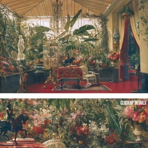 54W"x34H" VERANDA PRINCESSE MATHILDE by CHARLES GIRAUD - PLANTS DRAPES CANVAS - Picture 1 of 7