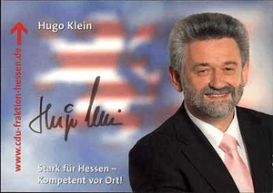 Autogramm Politik Autogrammkarte handsigniert HUGO KLEIN von CDU Partei Hessen - Picture 1 of 2