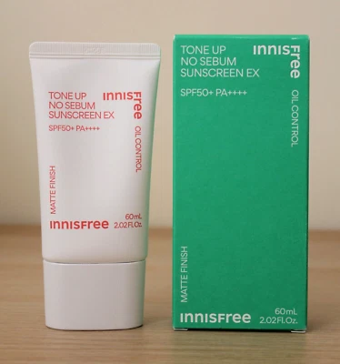 Innisfree Tone Up No Sebum Sunscreen EX SPF 50+ PA++++ / 60ml, Sealed - Image 1 of 4