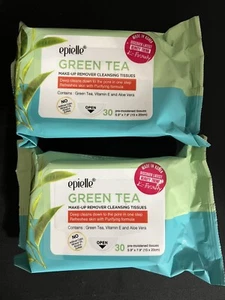 Epielle Green Tea Makeup Remover Cleaning Wipes. 60 Wipes Total (Lot of 2) - Picture 1 of 1