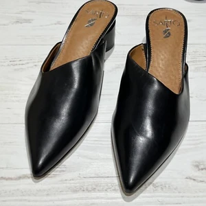 Franco Sarto Shoes Womens 8.0 m Black Leather Pointed Toe Slides Mules See Descr - Picture 1 of 9