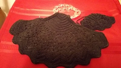 Cartera abanico ganchillo vintage años 40 con monedero de cambio adjunto y asas Lucite   Foto 1 de 4