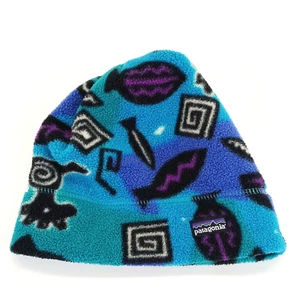 Vintage Patagonia Fleece Hat Skull Cap Beanie Kids Size L Print Pattern USA Made - Picture 1 of 17