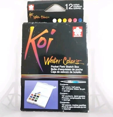 Sakura Koi 12 Pan Acuarelas Bolsillo Caja de Campo con 1 Cepillo de Agua Recargable Nuevo en Caja Foto 1 de 4