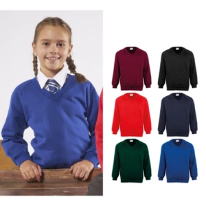 Maddins Kids V-Neck Sweatshirt (MD02B) - School Uniform Children's Jumper - Picture 1 of 15