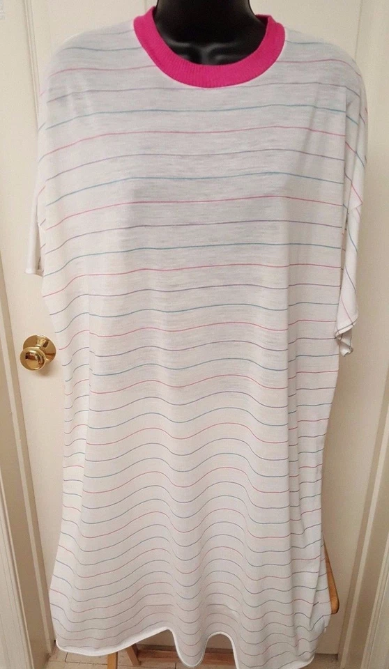 Womens Sleepshirt Shirt Size S M L XL Small Medium One Size Multicolor Striped  - Image 1 of 3