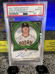 2021 Topps Definitive Jake Cronenworth Green RC Auto /25 PSA 10 GEM MT Pop 1! - Picture 1 of 8
