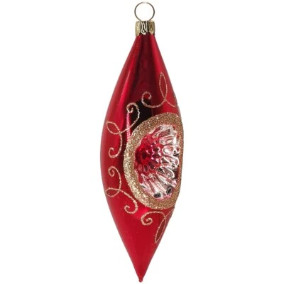 Reflex Olive 15 cm, rosso lucido, bordo in pizzo - decorazioni natalizie Schatzhauser