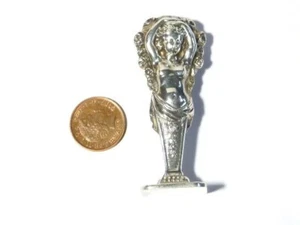 1899 Sterling Silver Wax Seal Matrix Female Figurine Floral Caryatid UN ENGRAVED - Picture 1 of 12