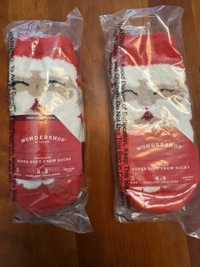 Wondershop Santa toddler Cozy Crew Socks two 2-packs NWT Holiday Total of 4 pair - Picture 1 of 4
