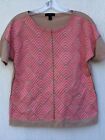 J Crew Womens Bluse Size XS Brown Pink Stripes Short Sleevess Colorfull Cute F30