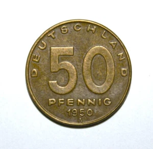 S2 - East Germany (DDR) 50 Pfennig 1950-A Almost Unc. Coin - Industrial Factory - Picture 1 of 2