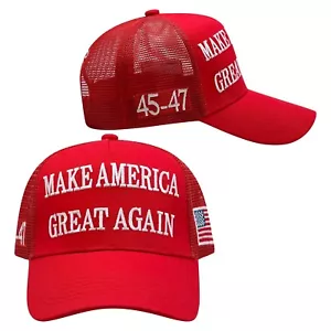 Rote Trump Baseballmütze Make America Great Again mit Flagge Netz verstellbar Mütze - Bild 1 von 17