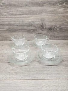 8 Stück Indiana Glas Recollection Madrid Klar Tassen & Untertassen für (4) Depressionen  - Bild 1 von 4