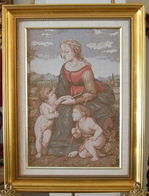 FRAMED EUROPEAN TAPESTRY AFTER RAPHAEL'S RENAISSANCE "LA BALLE JARDINIERE 1507" - Image 1 of 4