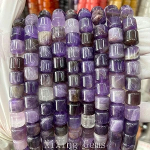 10 mm Natürlicher Amethyst Zylinder Eimer Form Zwischenring Perlen für Schmuck Herstellung Zum Selbermachen - Bild 1 von 6