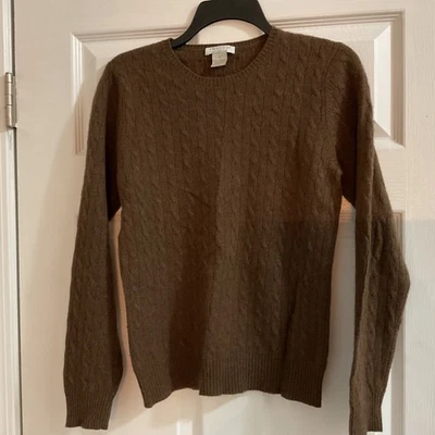 Suéter Tweeds 100% Cachemira Tejido por Cable, Marrón Chocolate Rico, Pequeño Foto 1 de 4