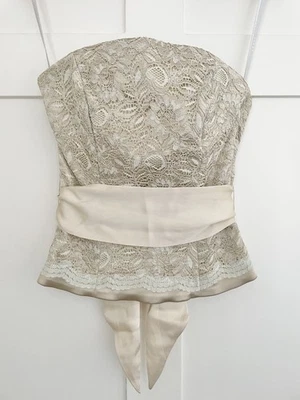 Coast Corset Bandeau Top gold and cream Boned lace wedding party Size 8 - Image 1 of 4