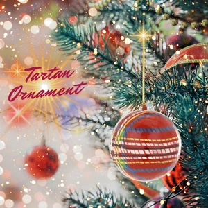 Tartan Modern Plaid Ball Christmas Bauble Ornament Multicolored Resin Set of Two - Picture 1 of 3