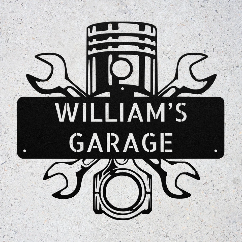 Personalized Garage Metal Wall Art Sign Custom Workshop Mechanic Repair Signs - Image 1 of 4
