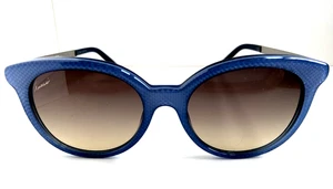 New GUCCI GG 3674S SLED5 53mm Round Oversized Blue Women's Sunglasses Italy - Picture 1 of 15