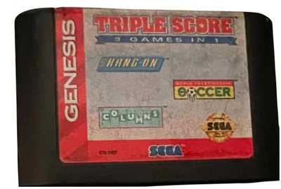 Vintage Sega Genesis Triple Score 3 Games in 1 Cartridge Hang-On Columns Soccer - Image 1 of 2