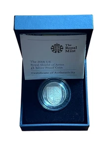 2008 £1 Silver Proof Royal Shield Arms - Picture 1 of 2