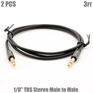 2 Pezzi 3FT 3.5mm 1/8" TRS Stereo Maschio a Maschio AUX Cavo Audio Ausiliario Oro - Foto 1 di 3