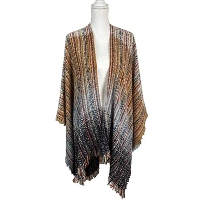 NWT Marcus Adler Woven Cape Poncho Travel Boho Abstract One Size - Image 1 of 4