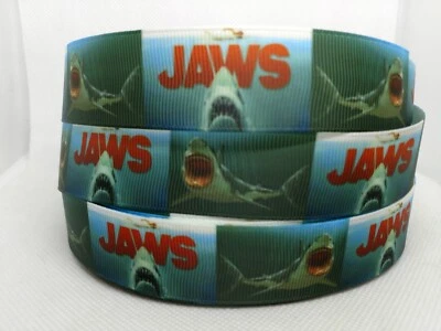 Jaws the Shark on 1" Grosgrain Ribbon ~YOUR CHOICE: 5 or 10 Yards (Movie) - Image 1 of 4
