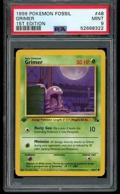1999 Pokemon Fossil Unlimited 1st Edition Grimer #48 48/62 PSA 9 Fresh Grade! - Image 1 of 2
