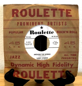 VINTAGE 1957 ROULETTE PROMO LARRY STORCH AROUND THE WORLD 45 RPM RECORD - Picture 1 of 6