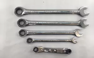 5pc. Craftsman Ratcheting Combination Wrenches - 9/16 1/2 7/16 5/16 1/4 - 12 pt - Picture 1 of 9
