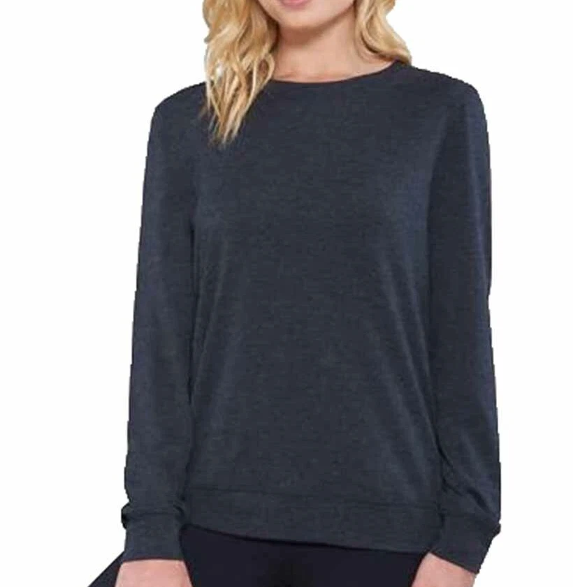 Matty M Women's Long Sleeve Tee With 2 Side Zippers Charcoal Small