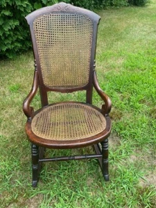Vintage Victorian Walnut and Cane (Seat & Back) Rocking Chair - Picture 1 of 4