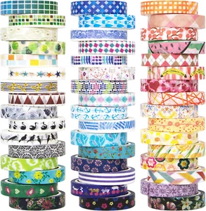 48 Rolls Washi Tape Set - 8Mm Wide Decorative Masking Tape, Colorful Flower Styl - Picture 1 of 7