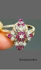 Women's 1CT Round Cut Real Ruby 14K Yellow Gold Finish Engagement Wedding Ring