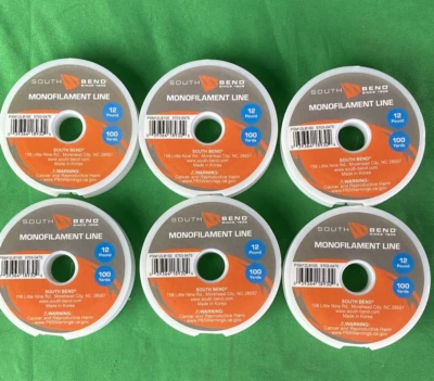 Línea de monofilamento de pesca South Bend 6 PK diámetro pequeño 100 yardas Foto 1 de 2
