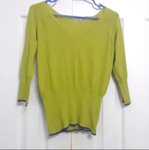 Etro Milano 40 4 S Green Cotton Blend Thin Pullover With Blue Border - Picture 1 of 4