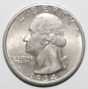 1934 Washington Quarter AU (E198) - Foto 1 di 2